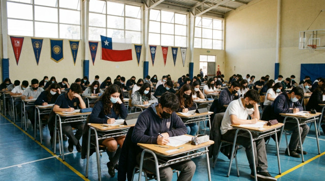 Estudiantes rindiendo la PAES en Chile para el proceso de admisión 2026